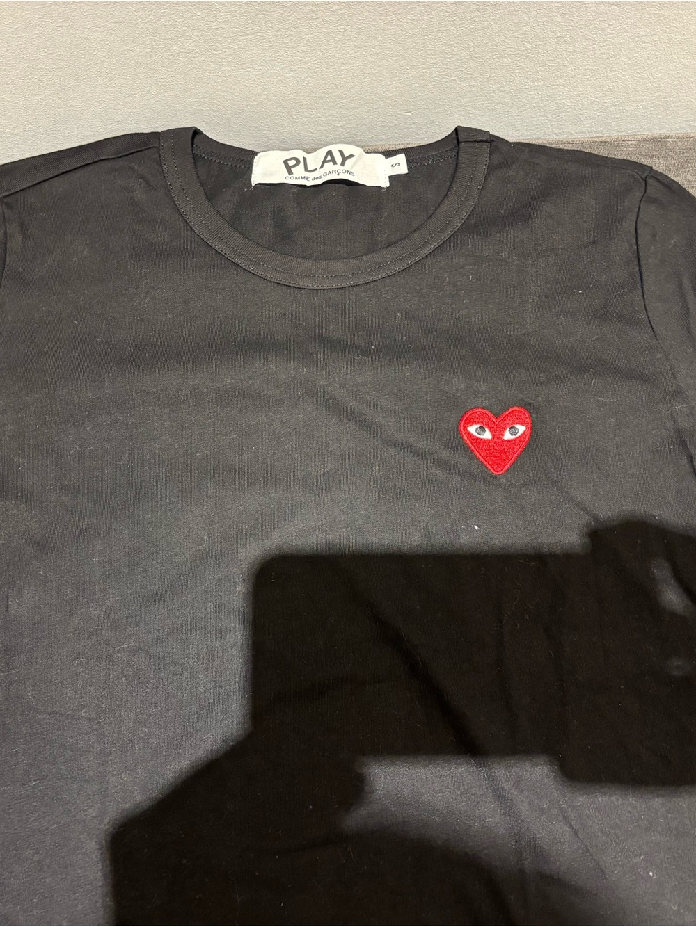 Comme des Garçons PLAY Black Tee with Red Heart Patch